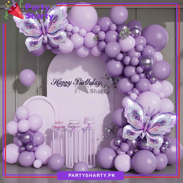 100pcs Purple & Lilac Butterfly Theme Balloon Garland For Birthday Decoration and Party Celebrations